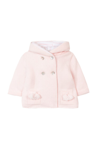 gebreid babyjasje katoen - roze