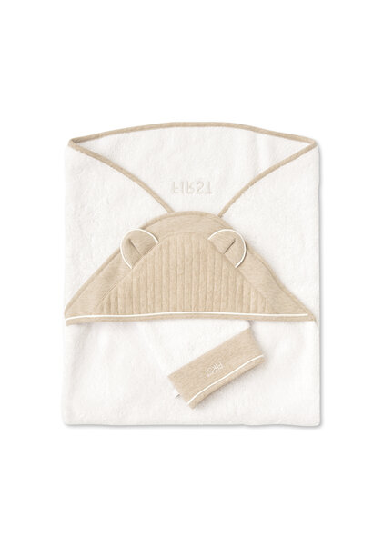 Badcape en washand - Essentials Beige