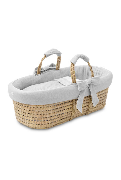 Rieten reiswieg en bekleding - Crystal Grey
