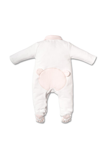 babypakje katoen met teddy - wit/roze