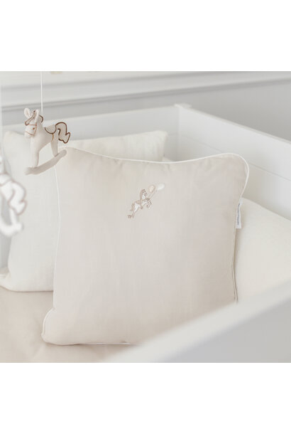 Carrousel Geborduurd Kussen - Beige