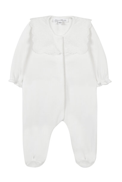 babypakje fluweel met broderie - wit