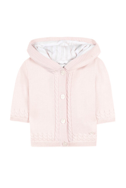 gebreid babyjasje katoen - roze