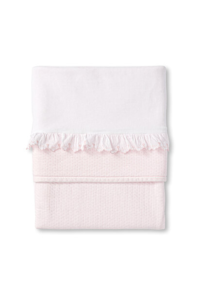 Deken voor wieg met ruches 95x68cm - Crystal Pink