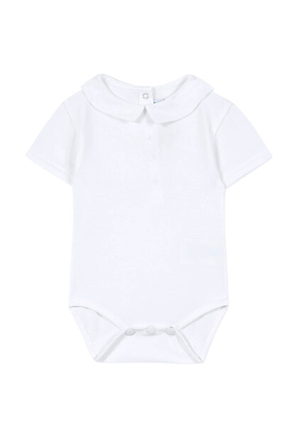 babyrompertje met linnen kraagje - wit