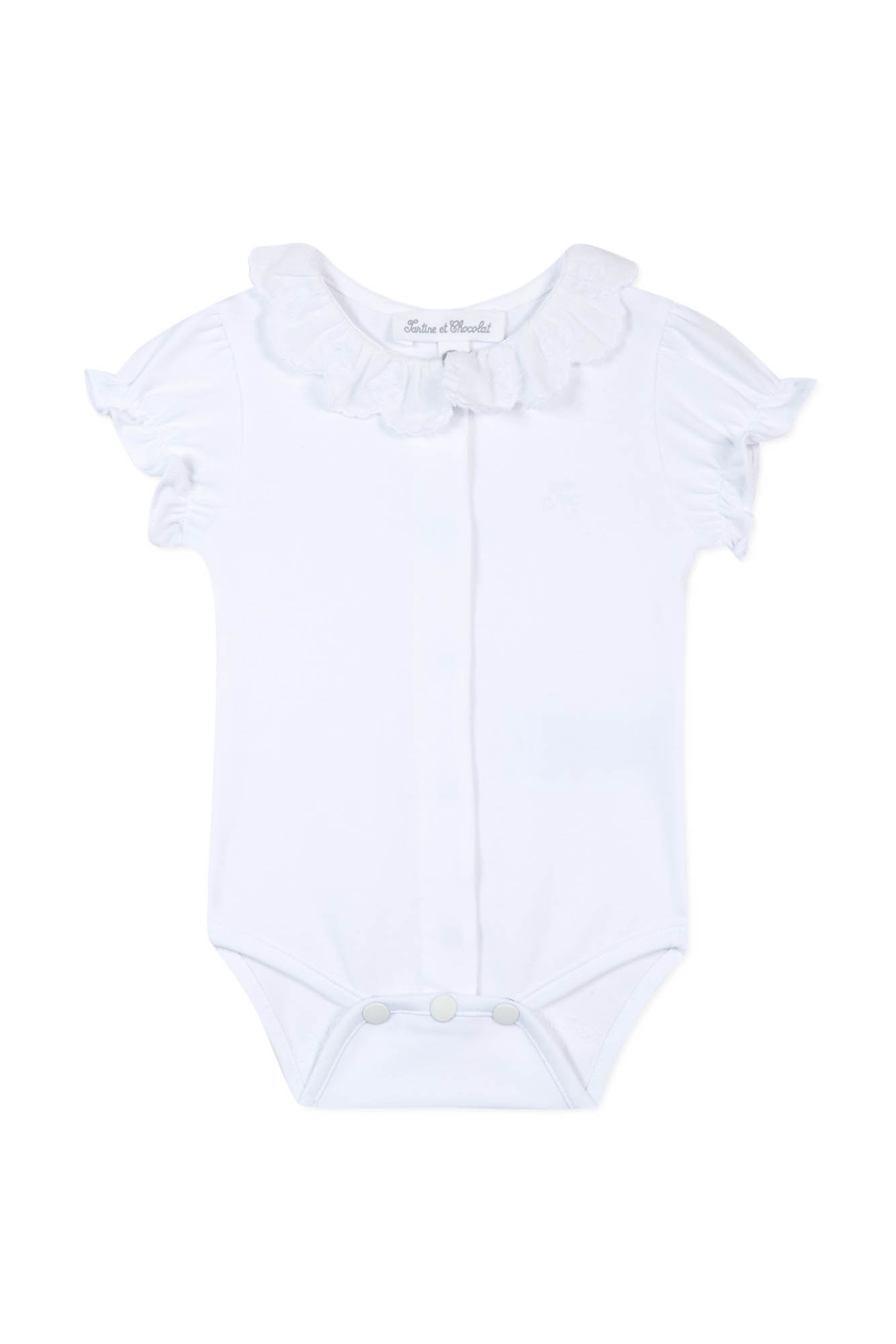 babyromper katoen met broderie kraagje - wit-1