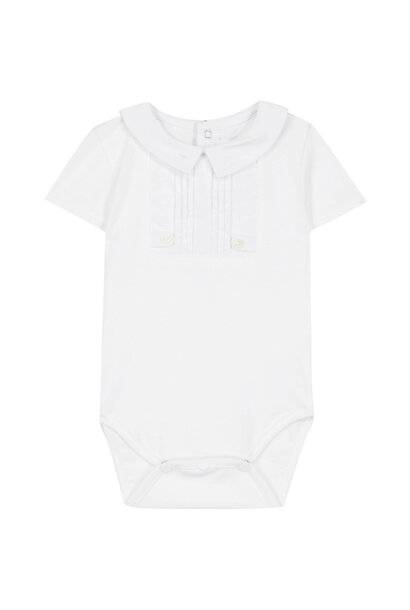 babyrompertje met kraagje en knopen - wit