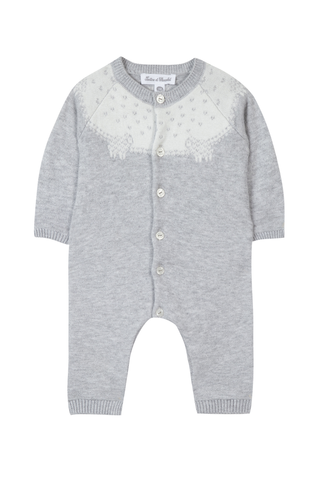gebreid babypakje katoen - grijs-1