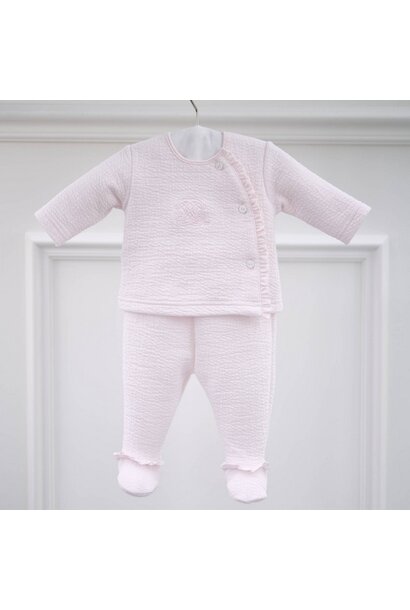 babysetje jersey gewafeld - Roze