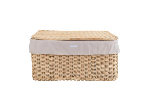  Théophile & Patachou Safari Grote rieten speelgoedkoffer + Bekleding katoen 