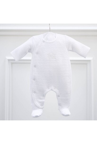 babypakje jersey gewafeld - wit/wit
