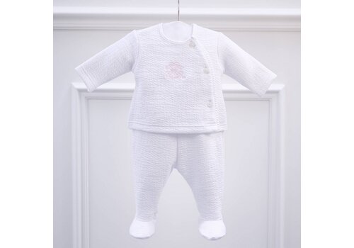  Théophile & Patachou Bloes jersey gewafeld + broek - Wit/Roze 