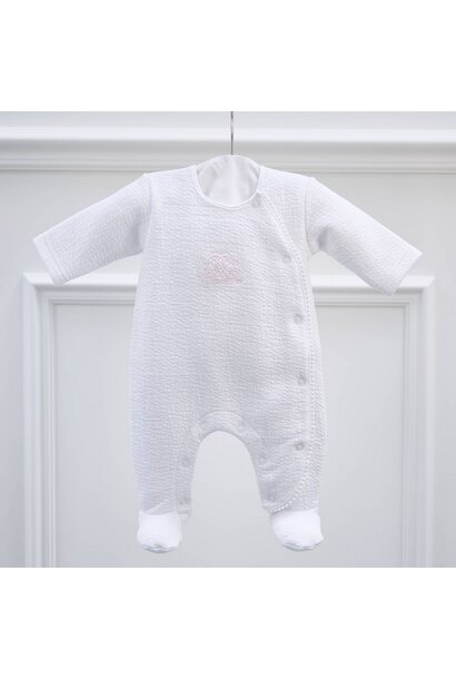 babypakje jersey gewafeld - wit/roze