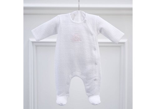  Théophile & Patachou Kruippakje jersey gewafeld - wit/roze 