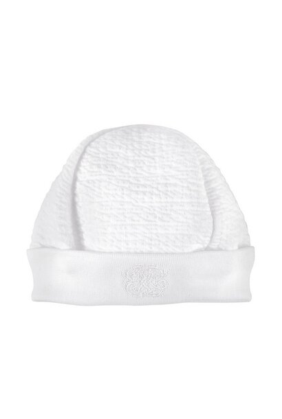 babymutsje jersey gewafeld geborduurd - wit