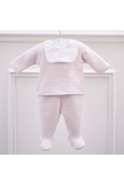 Bloes plastron gewafeld + Broek -  Roze
