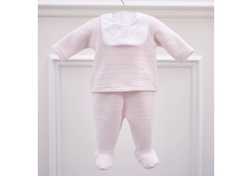  Théophile & Patachou Bloes plastron gewafeld + Broek -  Roze 