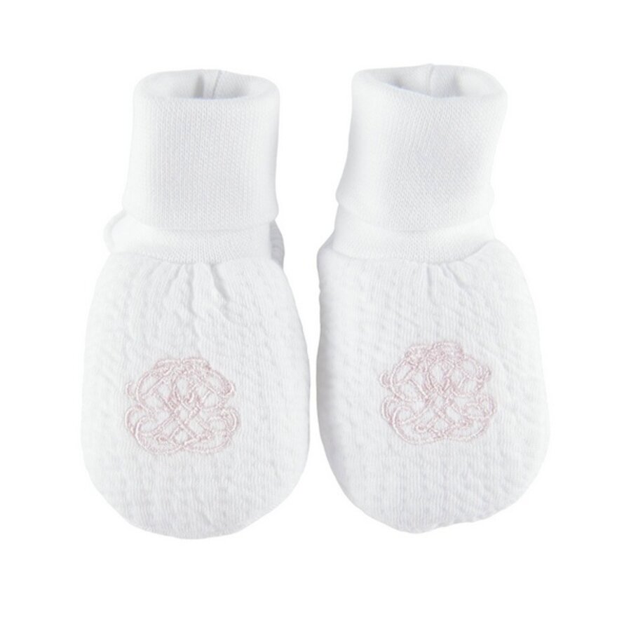 Babyslofjes jersey gewafeld - wit/roze-2