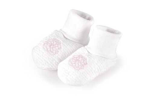  Théophile & Patachou Babyslofjes jersey gewafeld - wit/roze 