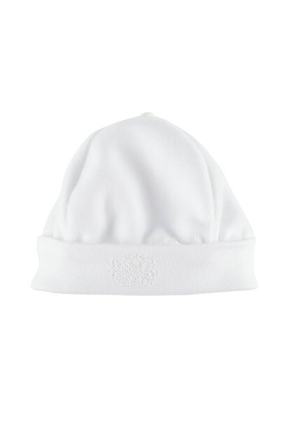Muts fluweel geborduurd - Wit/Roze