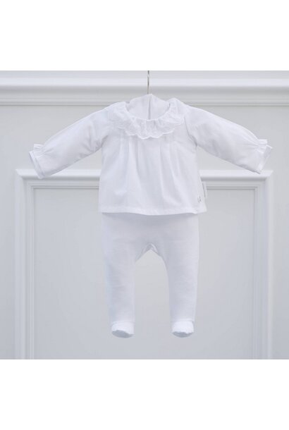 babypakje met bloes en kraagje - Wit