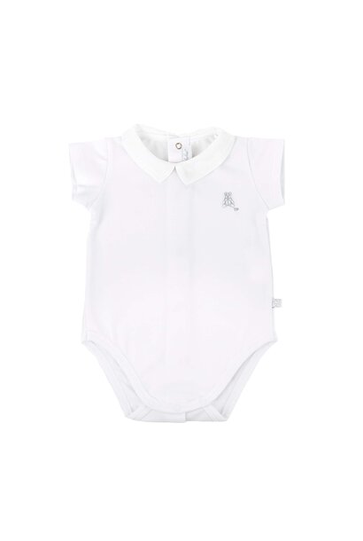 babyromper kraag polo korte mouwen -  Wit