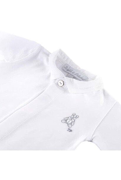 babyrompertje kraag polo voorkant open -  Wit