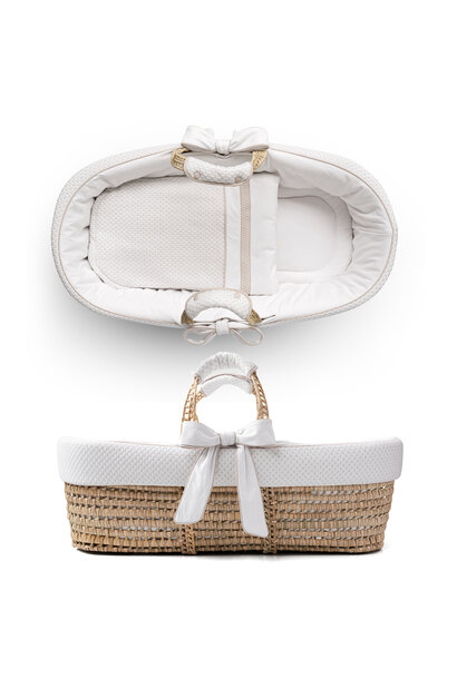 Silent Sands Rieten reiswieg + bekleding wit/beige