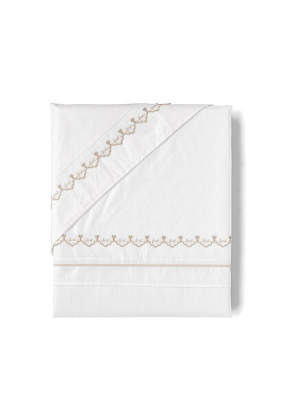 Silent Sands donsovertrek voor bed en kussensloop borduursel beige