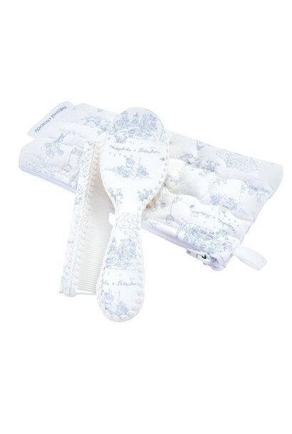 Blue Garden Party Borstel en kam -bedrukt + pochet