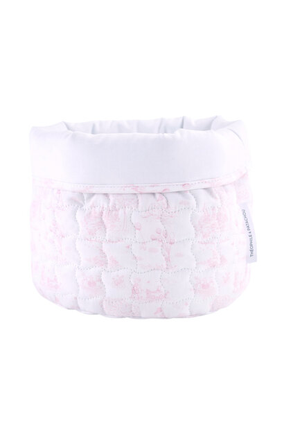 Pink Garden Party Verzorgingsmand rond - Gewatteerd gedrukt