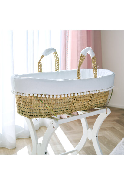 Pink Garden Party Rieten reiswieg + Aankleding pompon