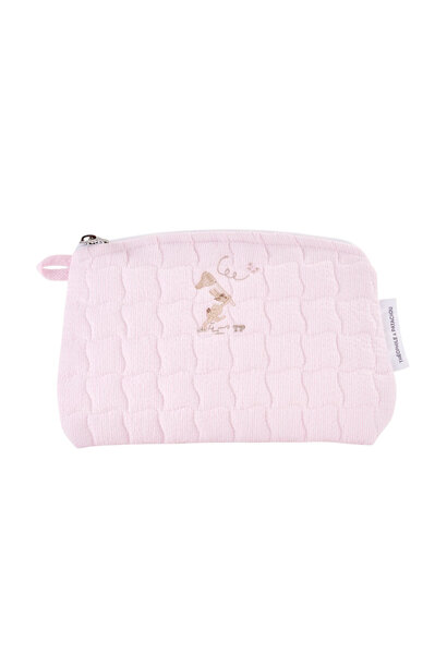 Pink Garden Party Platte tas - Gewatteerd Geborduurd