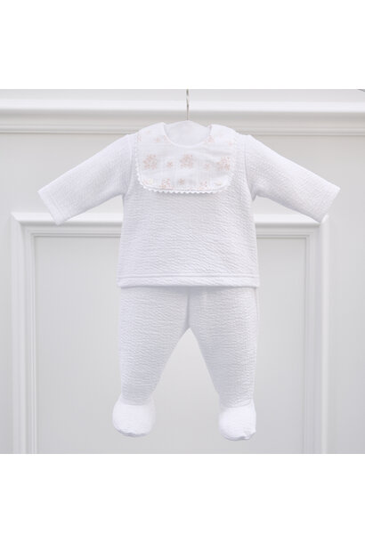 babypakje 2-delig jersey gewafeld – Bloemen roze