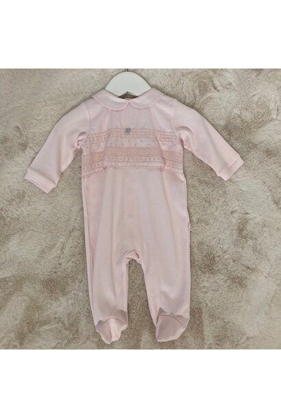 babypakje katoen met broderie - roze