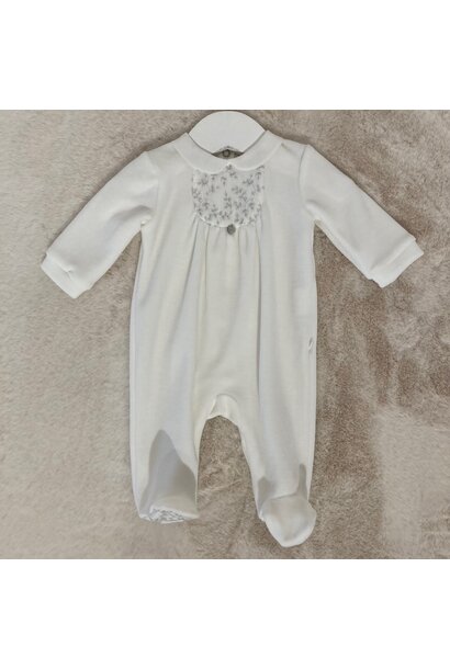 babypakje velours met borduur - ivoor