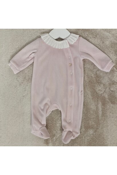 babypakje velours met volant kraagje - roze