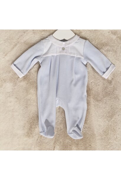 babypakje velours met kraagje - lichtblauw