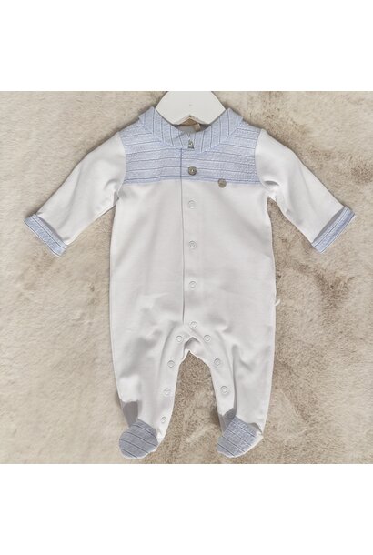 babypakje katoen met streepje - wit/lichtblauw