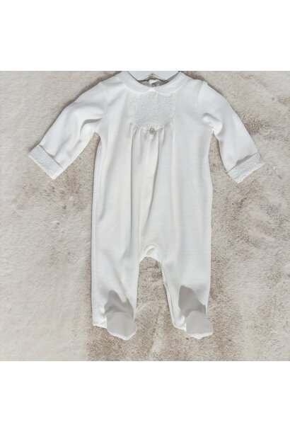 babypakje velours met borduur - ivoor