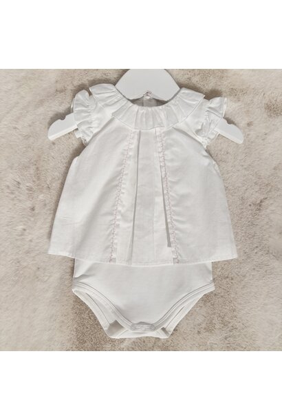 babyromper met blouse en kraagje - wit