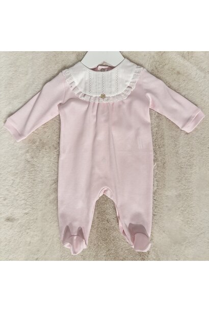 babypakje katoen met broderie - roze