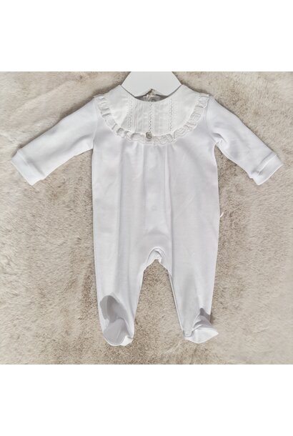 babypakje katoen met borduur - wit