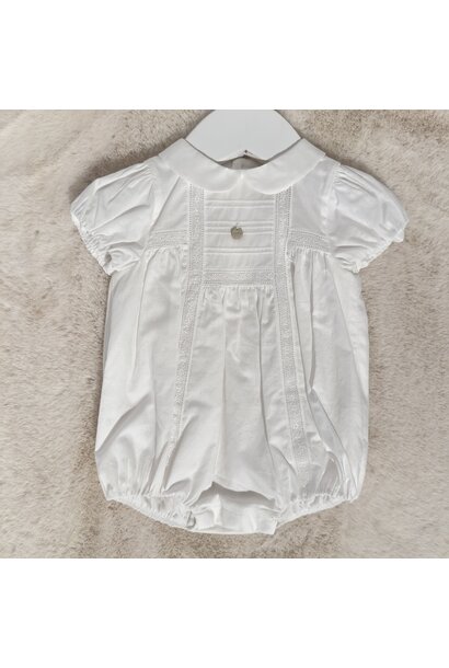 babypakje katoen kort model met kraagje - wit