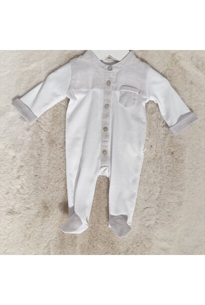 babypakje katoen met streepje - wit/beige