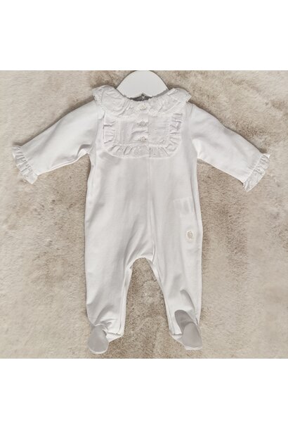 babypakje katoen met ruches - wit