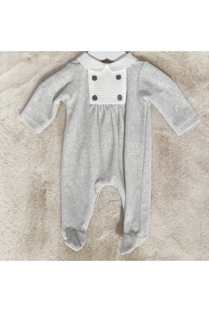 babypakje velours met kraagje - lichtgrijs