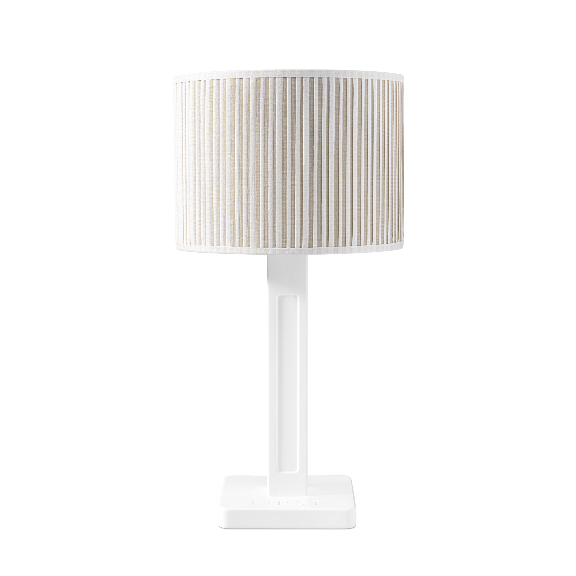Gestreept beige & wit “First” nachtlampje met voet en kap-1