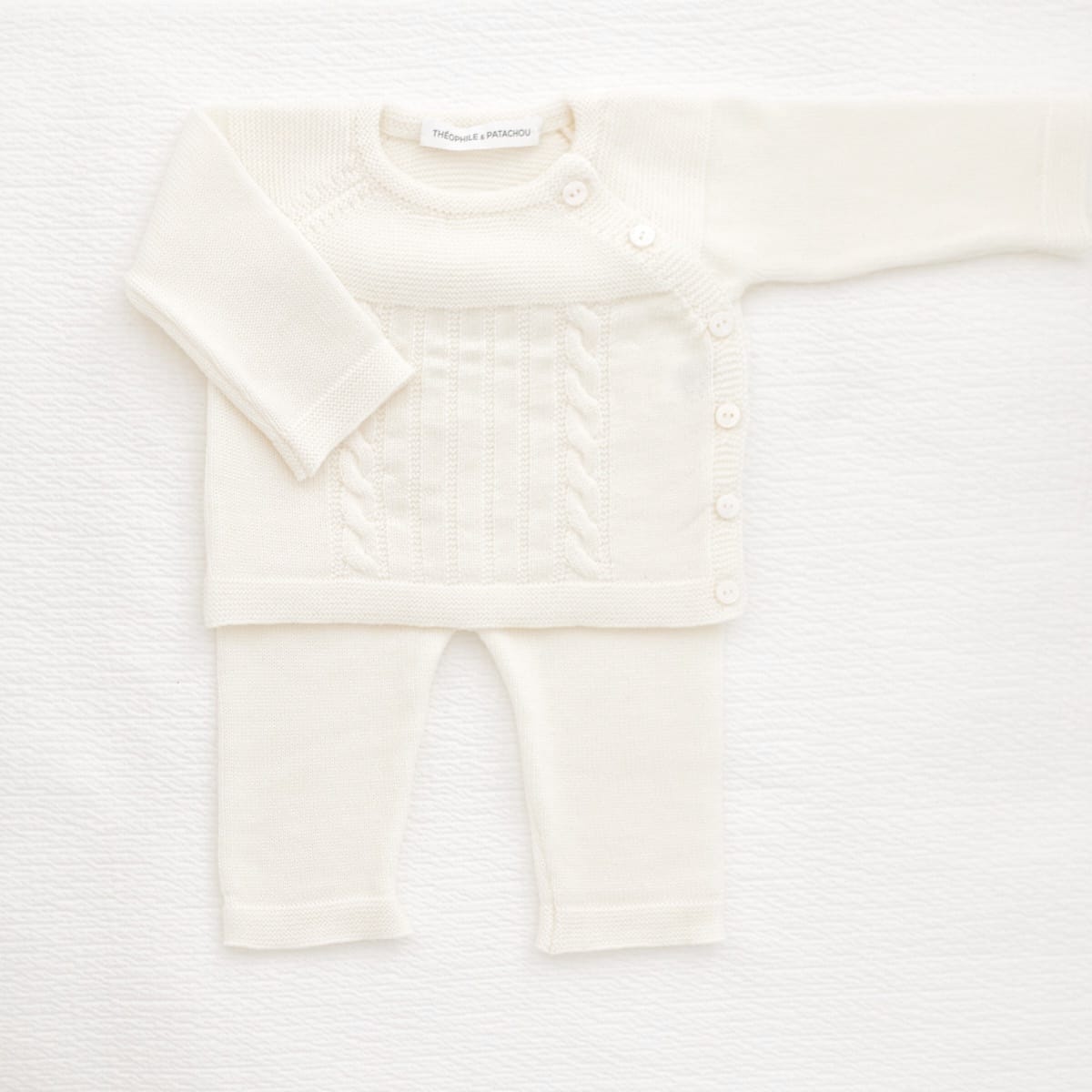 Gedraaide trui + broek wol - Ivoor M: 3M-2