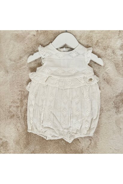 babypakje kort van broderie - wit